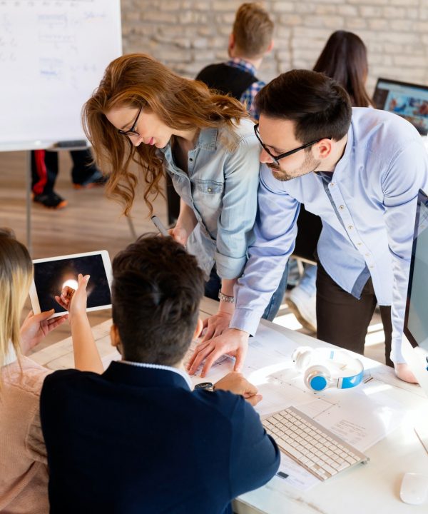 Company employees working in office